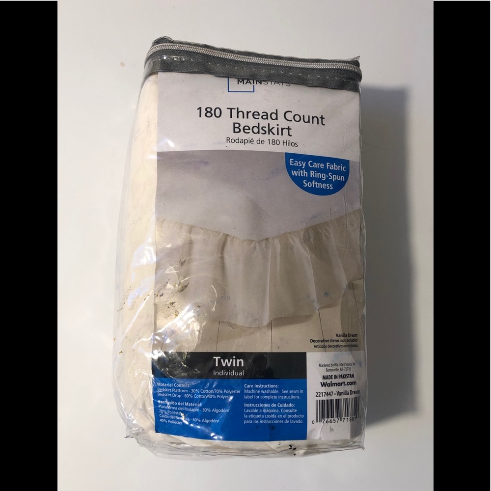 Mainstay Vanilla Twin 180 Thread Count Bedskirt